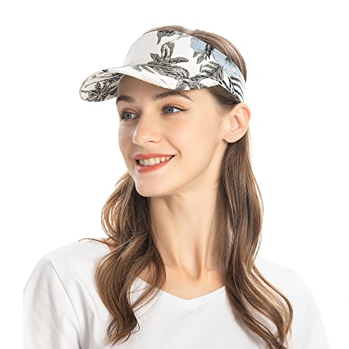 ZLYC Damen Sonnenschild Golf Visor Cap mit Klettverschluss,Weiß,Gr. Einheitsgröße von ZLYC