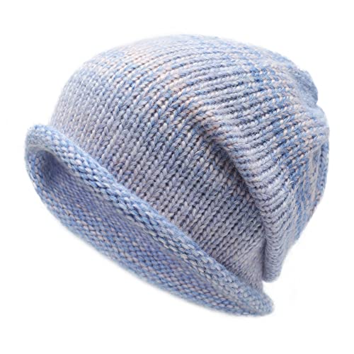 ZLYC Damen Strickmütze Slouchy Beanie Mütze Weich Winter Stretch Skull Cap(Farbverlauf blau) von ZLYC