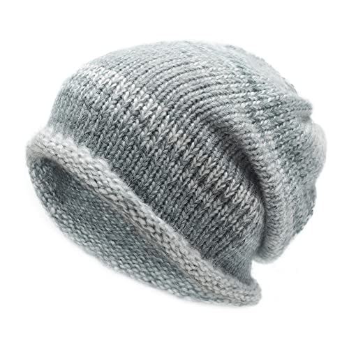 ZLYC Damen Strickmütze Slouchy Beanie Mütze Weich Winter Stretch Skull Cap(Farbverlauf grau) von ZLYC