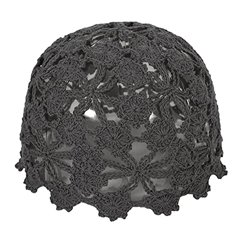 ZLYC Damen Baumwolle Häkelmütze Totenkopf Kappe Handarbeit Strick Cutout Floral Beanie Mütze, Uni Grau, Einheitsgröße von ZLYC