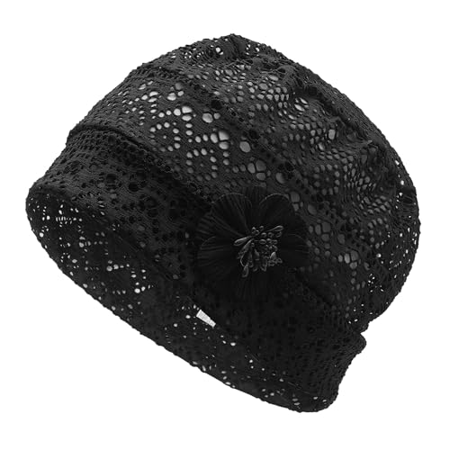 ZLYC Damen Summer Beanie Mütze Elastischer Chemo Hut mit Blumen(Boho Blume Schwarz),Einheitsgröße von ZLYC