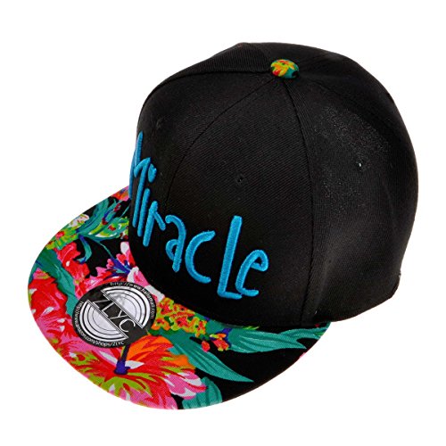 ZLYC Snapback Cap Hiphop Baseball Cap Stickerei Blumen Größenregulierbar Kappe,Blau Miracle,Gr. Einheitsgröße von ZLYC