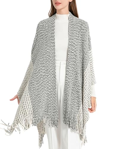 ZLYC Damen Weiche Schlichte Poncho Capes Retro Cardigans Pullover(Chenille Gemischt Schwarz),Einheitsgröße von ZLYC