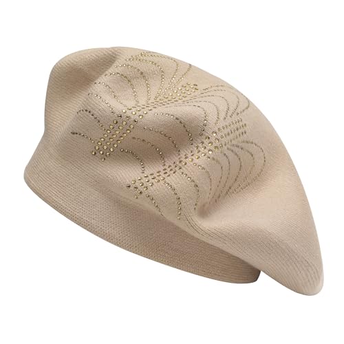 ZLYC Damen Winter Baskenmütze Französische Barett Doppelschicht Warm Beret(Einfarbig Tan),Einheitsgröße von ZLYC