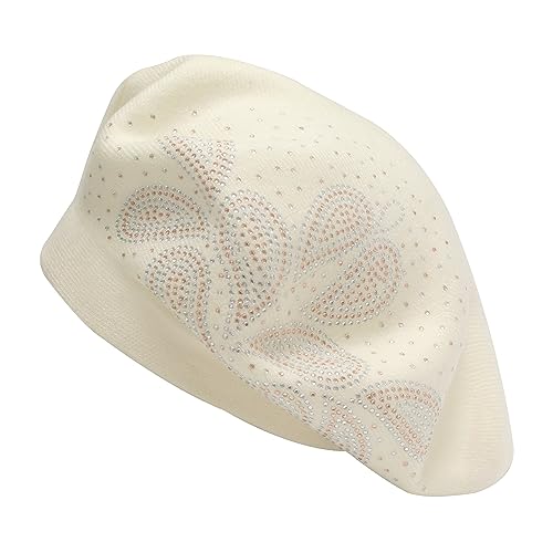 ZLYC Damen Winter Baskenmütze Französische Barett Doppelschicht Warm Beret(Paisley Weiß) von ZLYC