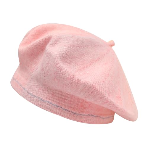 ZLYC Damen Winter Baskenmutze Klassische Barett Drucken Weich Warm Französische Mütze(Farbverlauf Rosa) von ZLYC