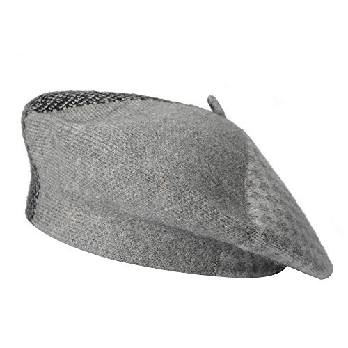 ZLYC Damen Winter Baskenmutze Klassische Barett Drucken Weich Warm Französische Mütze (Hahnentritt Grau),Einheitsgröße von ZLYC