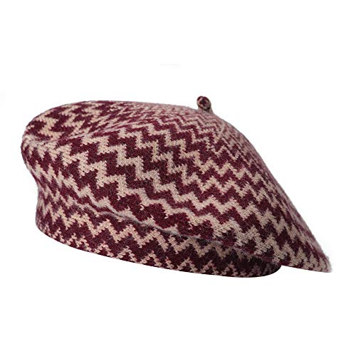 ZLYC Damen Winter Baskenmutze Klassische Barett Drucken Weich Warm Französische Mütze (Streifen Rot),Einheitsgröße ZLYC Damen Winter Baskenmutze Klassische Barett Drucken Weich Warm Französische Mütze (Streifen Rot),Einheitsgröße von ZLYC