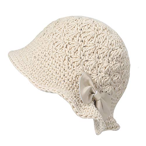 ZLYC Damen Winter Fischerhüte Handgemachte Strick Cloche Hüte Baumwolle Bowler Hut (Bogen Beige),Einheitsgröße von ZLYC