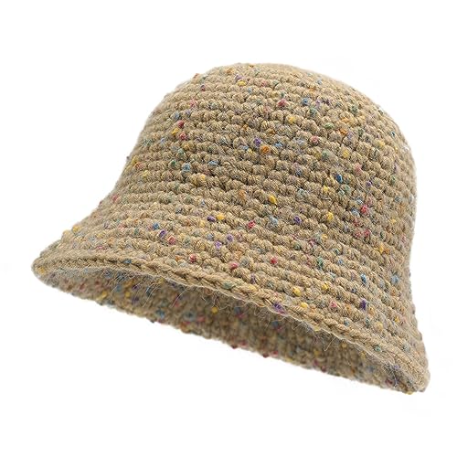 ZLYC Damen Winter Fischerhut Mode Strick Cloche Mütze Einfarbiger Warm Hut(Farbiger Khaki) von ZLYC