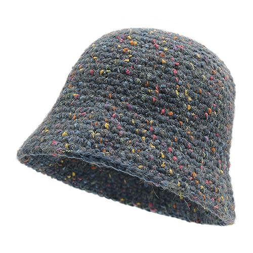 ZLYC Damen Winter Fischerhut Mode Strick Cloche Mütze Einfarbiger Warm Hut(Farbiger Marine) von ZLYC