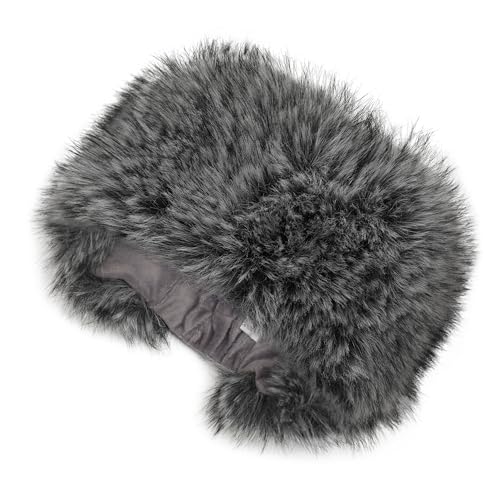 ZLYC Damen Winter Groß Häkelarbeit Stirnband Kunstpelz Elastische Ohrenschützer(Einfarbig Dunkelgrau),Einheitsgröße von ZLYC