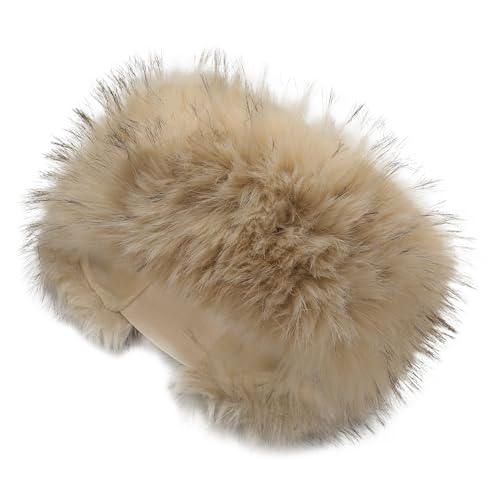 ZLYC Damen Winter Groß Häkelarbeit Stirnband Kunstpelz Elastische Ohrenschützer(Khaki),Einheitsgröße von ZLYC