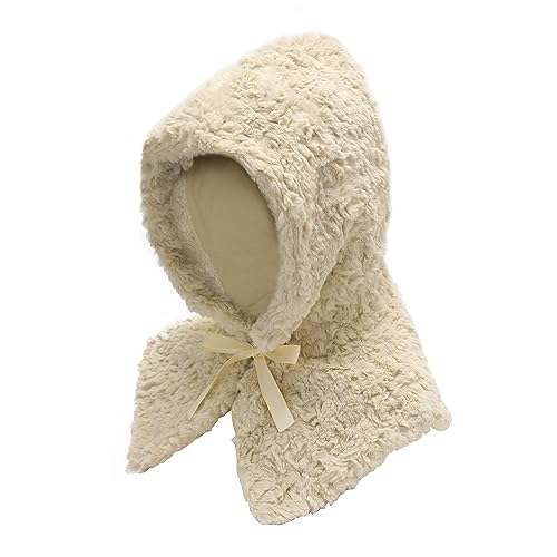 ZLYC Damen Winter Stricken Balaclava Beanie mit Kapuze(Einfarbig Beige) von ZLYC