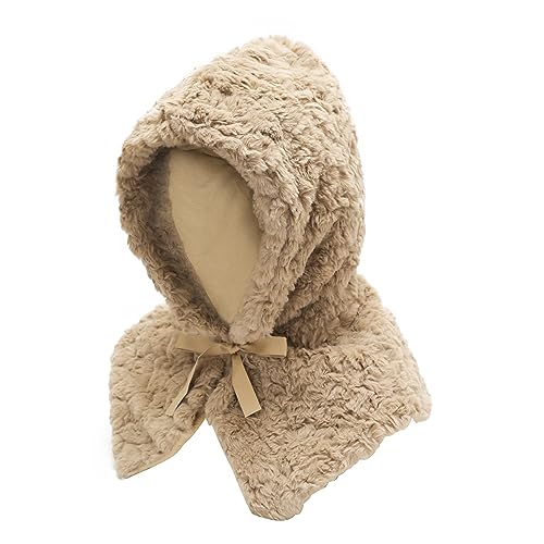 ZLYC Damen Winter Stricken Balaclava Beanie mit Kapuze(Einfarbig Khaki) von ZLYC