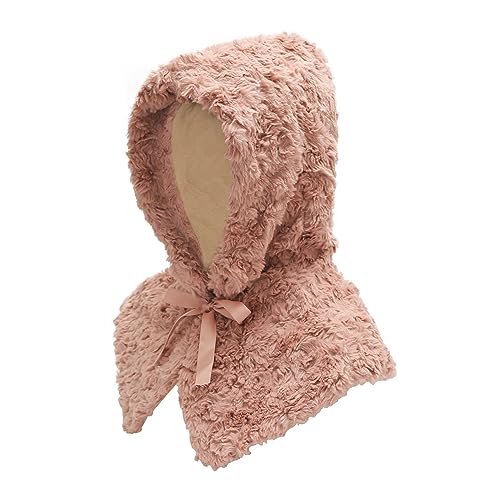 ZLYC Damen Winter Stricken Balaclava Beanie mit Kapuze(Einfarbig Rosa) von ZLYC