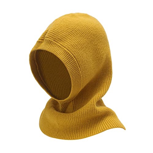 ZLYC Damen Winter Sturmhauben Stricken Winddicht Beanie Mütze Kapuzenschal(Solides Gelb) von ZLYC