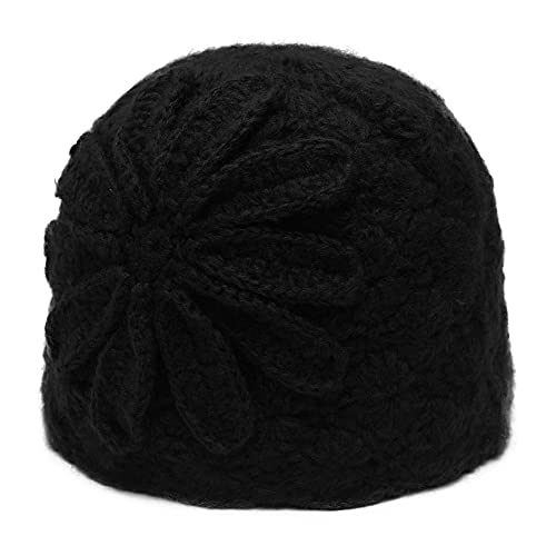 ZLYC Damen Winter Vintage Wolle Fischerhüte Bowler Hut(Einfarbiges Schwarz) von ZLYC