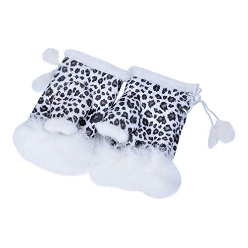 ZLYC Damen Winter Warme Kunstpelz Halbfinger Handschuhe Fingerlose Fäustlinge(Leopard Weiß),Einheitsgröße von ZLYC