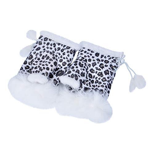 ZLYC Damen Winter Warme Kunstpelz Halbfinger Handschuhe Fingerlose Fäustlinge(Leopard Weiß) von ZLYC