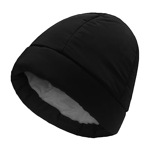 ZLYC Damen Winter Winddicht Beanie Warm Strickmützen mit Fleece-Futter(Einfarbig Schwarz) von ZLYC