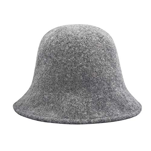 Damen Winter Kuppel Wolle Fischerhüte England Stricken Warm Solide Fedora (Grau),Einheitsgröße von ZLYC