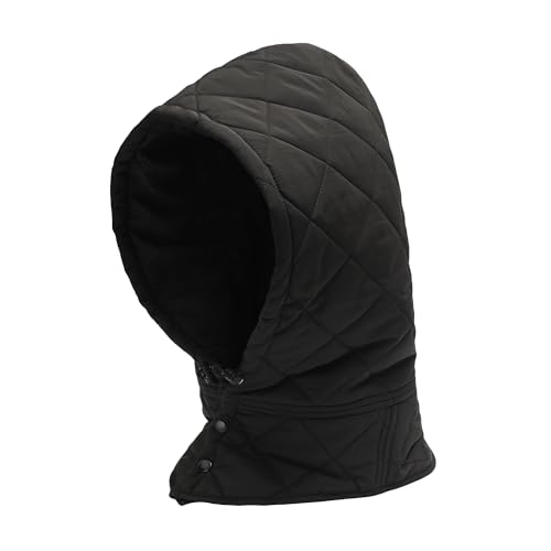 ZLYC Winddichte Wintermütze für Damen, Daunenschal, Sturmhaube, Beanie, warme Totenkopfmütze, Solides Schwarz, Einheitsgröße von ZLYC