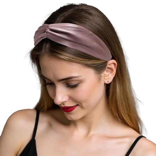 ZLYC Damen Maulbeere Seide Stirnband Twist Stirnbänder(Einfarbig Batikrosa),Einheitsgröße von ZLYC