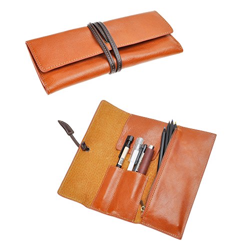 ZLYC Handgefertigte Leder Federmäppchen Stifttasche Stiftemappe Griffelmappe im Vintage-Stil,Braun ZLYC Handgefertigte Leder Federmäppchen Stifttasche Stiftemappe Griffelmappe im Vintage-Stil,Braun von ZLYC