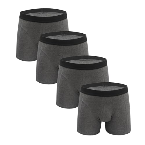 ZLYC Herren Baumwolle Boxershorts Männer Trunks Unterwäsche(4 Pack Grau),XL von ZLYC