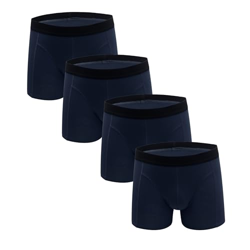 ZLYC Herren Baumwolle Boxershorts Männer Trunks Unterwäsche(4 Pack Marine),XL von ZLYC