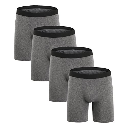 ZLYC Herren Boxershorts aus Baumwolle mit Langen Beinen, 4 Pack Grey, Medium(81 cm/ 86 cm/81/86 cm) von ZLYC