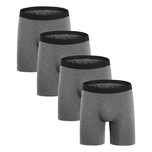 ZLYC Herren Boxershorts aus Baumwolle mit Langen Beinen, 4 Pack Grey, XXL (112/117 cm) von ZLYC