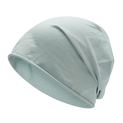 ZLYC Herren Dünn Leichte Slouch Strickmützen Jersey Beanie für Frühling Herbst(Volltonfarbe Blau) von ZLYC