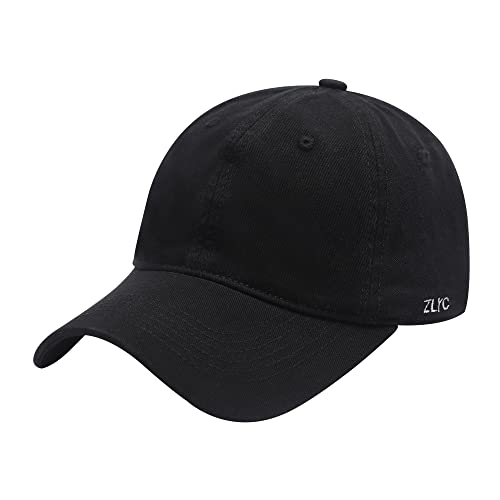 ZLYC Herren Frauen Unisex Mode Bestickte Adjustbable Baumwolle Baseball Cap Jungen Mädchen Baseballmütze(Einfarbig Schwarz) von ZLYC