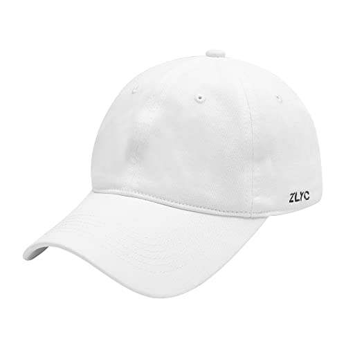 ZLYC Herren Frauen Unisex Mode Bestickte Adjustbable Baumwolle Baseball Cap Jungen Mädchen Baseballmütze(Einfarbig Weiß) von ZLYC