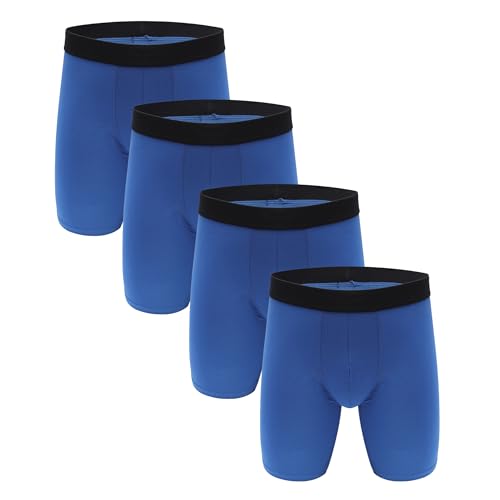 ZLYC Herren Lange Bein Baumwolle Boxershorts Unterwäsche, 3/4 Pack(Königsblau),XXL von ZLYC