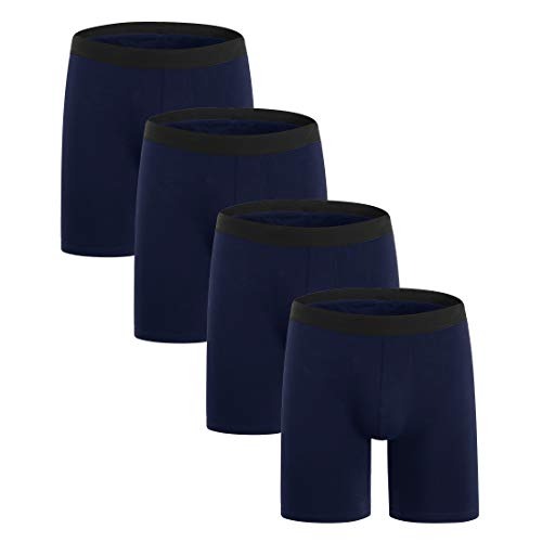 ZLYC Herren Lange Bein Baumwolle Boxershorts Unterwäsche, 3/4 Pack (4Pack Blau, L(36-38''/91-97cm)) von ZLYC