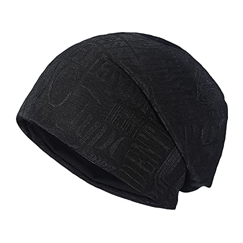 ZLYC Klassische Slouch Beanie Mütze Sommer Strickmützen für Herren Damen (Brief gedruckt schwarz) von ZLYC