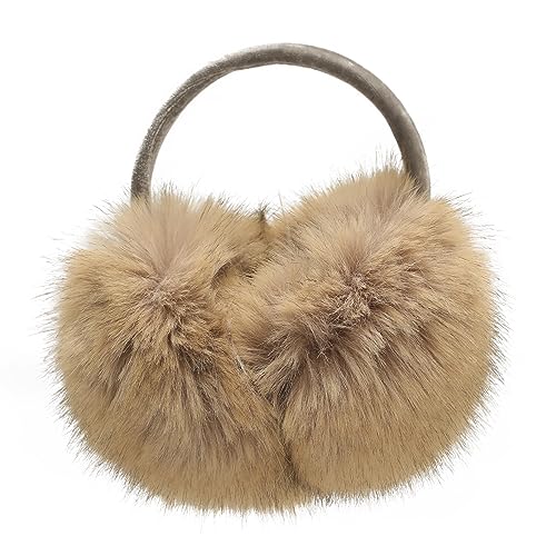ZLYC Klassischer Damen Kinder Mädchen Verstellbarer Winter Ohrenschützer Ohrenwärmer mit Molton-Haarreifen(Großes Khaki) von ZLYC