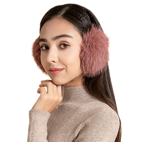 ZLYC Klassischer Damen Kinder Mädchen Verstellbarer Winter Ohrenschützer Ohrenwärmer mit Molton-Haarreifen(Heiderot) von ZLYC