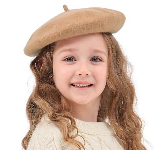 ZLYC Mädchen Klassische Der Französische Künstler Baskenmütze Barett(Kamel) von ZLYC