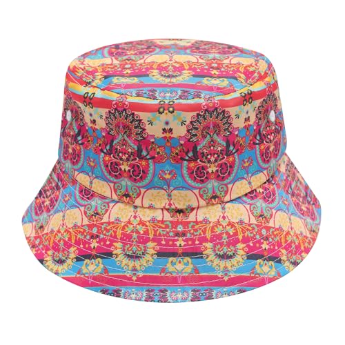 ZLYC Männer Frauen Sommer Fischerhüte Obst Hut(Boho Rot),Einheitsgröße von ZLYC