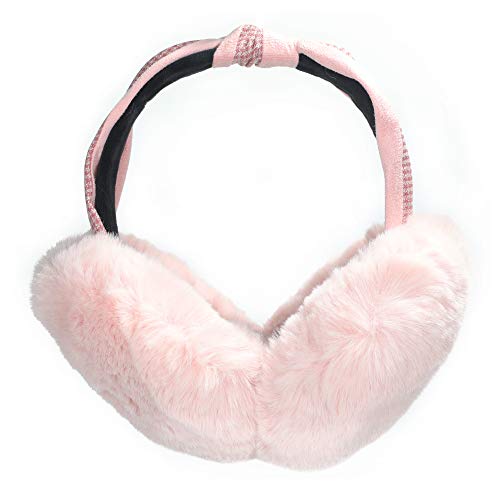 ZLYC Winter Ohrenschützer Ohrenwärmer Outdoor Faux fur Earmuffs für Damen Kinder,Bowknot Rosa,Einheitsgröße von ZLYC