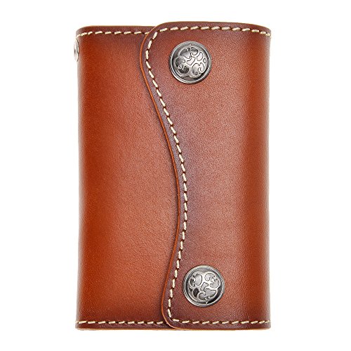 ZLYC New Genuine Leder Two Buttons Key Geldbeutel Card Holder Key Case Keychain Schlüsselmäppchen (Braun),S von ZLYC