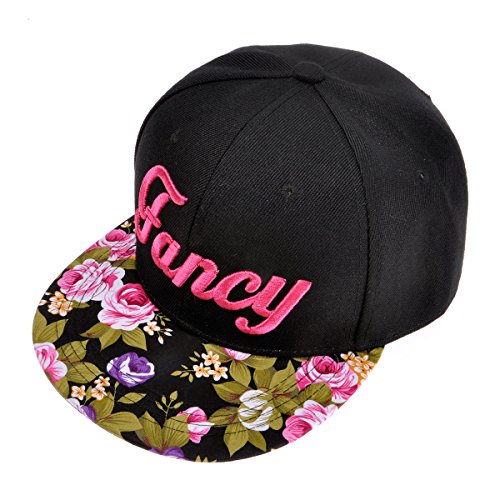 ZLYC Snapback Cap Hiphop Baseball Cap Stickerei Blumen Größenregulierbar Kappe,Rot Fancy,Einheitsgröße von ZLYC