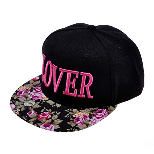 ZLYC Snapback Cap Hiphop Baseball Cap Stickerei Blumen Größenregulierbar Kappe ((Liebhaber (Hot Pink)) von ZLYC