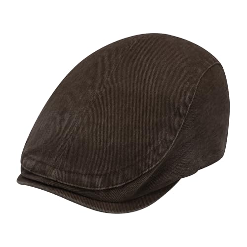 ZLYC Sommer Ivy Schirmmützen Ballonmütze Baumwolle Flatcap für Herren(Gewaschener Kaffee),Genheitsgröße von ZLYC