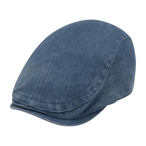 ZLYC Sommer Ivy Schirmmützen Ballonmütze Baumwolle Flatcap für Herren(Gewaschenes Blau),Genheitsgröße von ZLYC