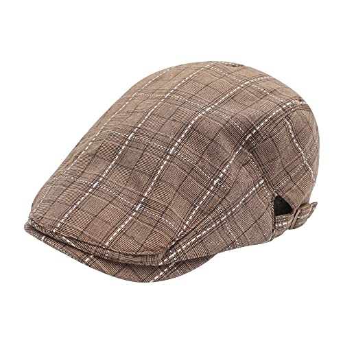 ZLYC Sommer Ivy Schirmmützen Ballonmütze Baumwolle Flatcap für Herren(Karierter Kaffee) von ZLYC